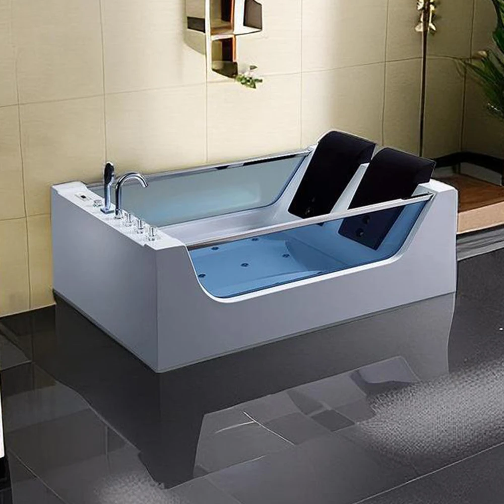1800mm Whirlpool Double People Bathtub LED Colored Lights Indoor Spa Surf Massage Tub 1812A