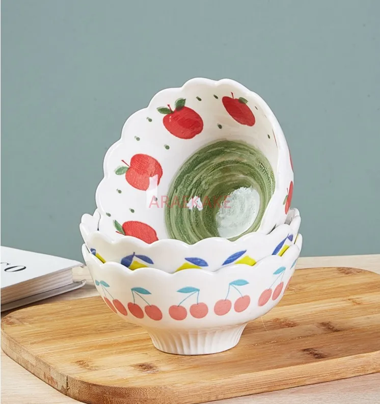 Ceramic fruit salad bowl, ice cream bowl, creative and cute home yogurt dessert rice bowl
