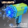 One Pack Of Children's 40 Holes Rocket Launcher Handheld Portable Electric Automatic Bubble Gun LED Light For Boys And Girls 2