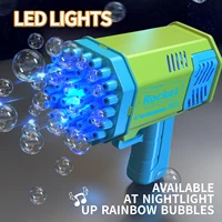 One Pack Of Children's 40 Holes Rocket Launcher Handheld Portable Electric Automatic Bubble Gun LED Light For Boys And Girls 2
