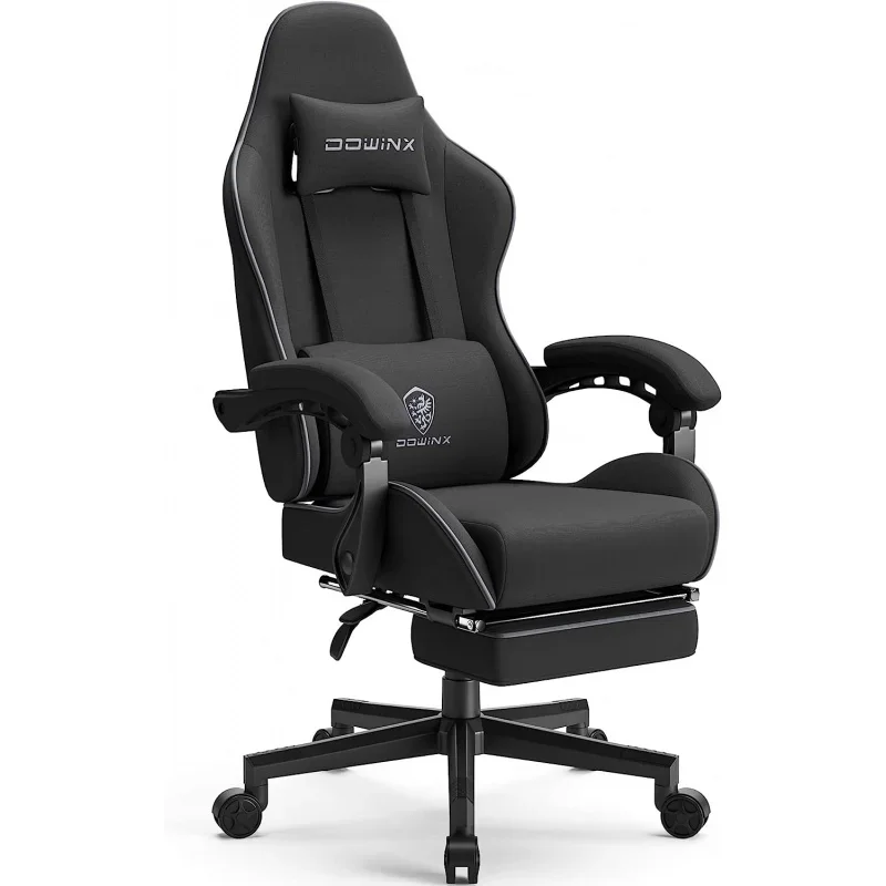 

Dowinx Gaming Chair Fabric with Pocket Spring Cushion, Massage Game Chair Cloth with Headrest, Ergonomic Computer Chair with Foo