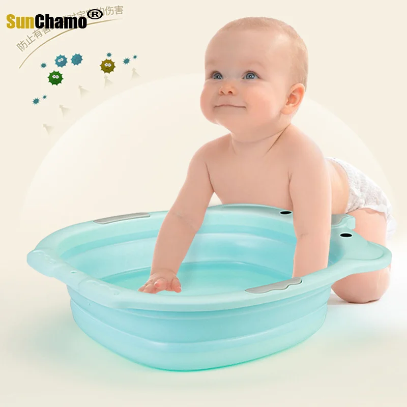2022 Fashion Collapsible Children Small Washbasin Plastic Baby Bath
