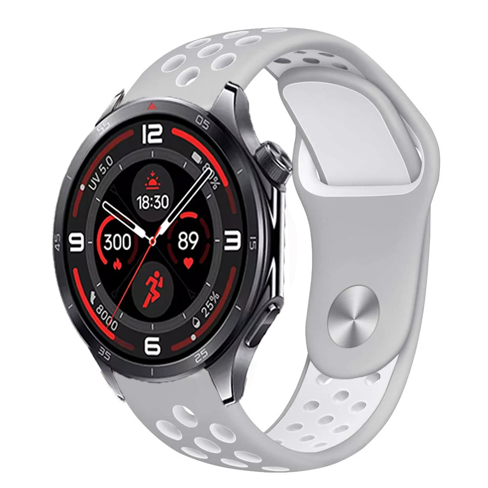 Two-Color Breathable Silicone Strap, 18/20/22mm