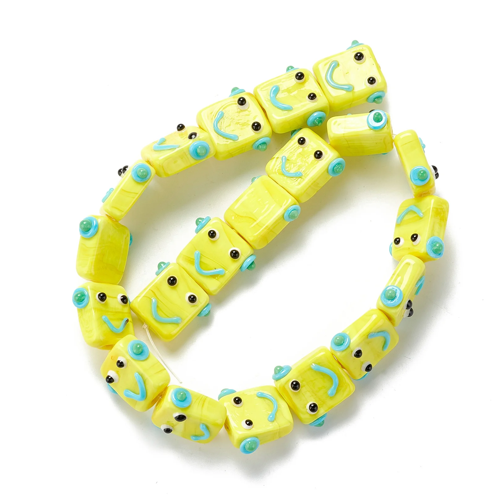 20pcs Cute Lampwork Glass Beads Robot Head Loose Spacer Beads for DIY Bracelet Earrings Making Women Jewelry Gifts