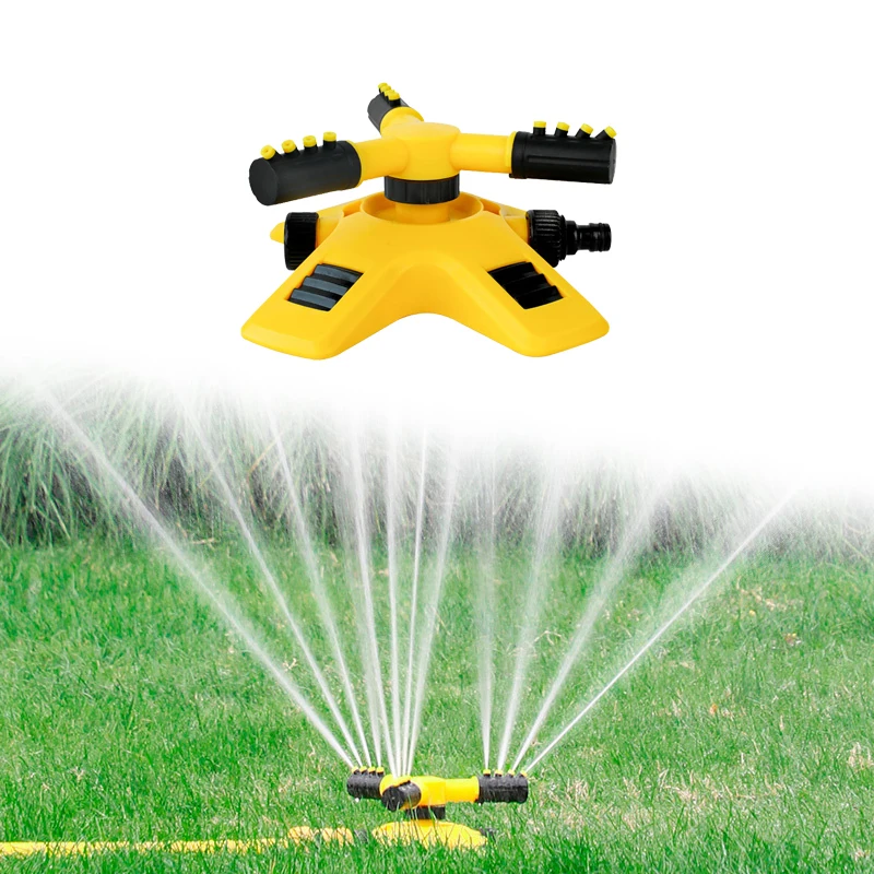 

360 Degrees Automatic Rotation 3 Fork Spray Head Adjustable Sprinkler Plastic Practical Watering Irrigation Device for Garden