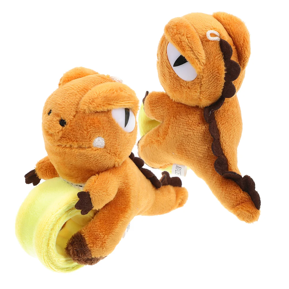 2 Pcs Snap Ring Stuffed Dinosaur Hugger Slap Bracelet Wrist Band Bracelets Bands For Plush Party