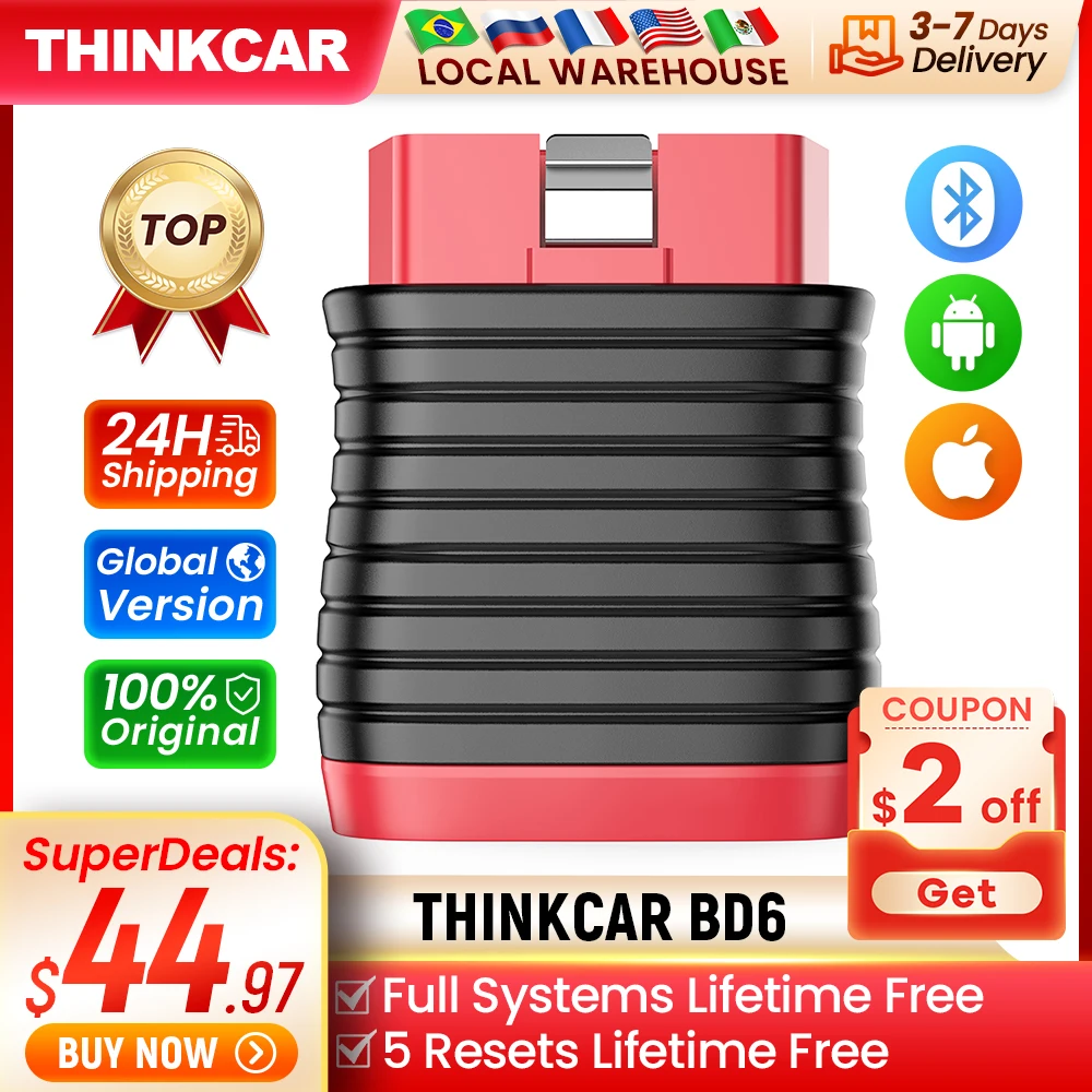 THINKCAR 블루투스 스캐너, 자동차 진단 도구, OBD2 스캐너, 전체 시스템 진단, 오일 5 리셋, IMMO 자동 진단 코드 리더, BD6 