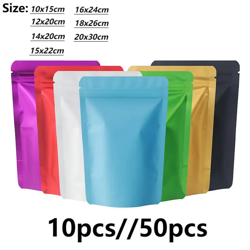 matte color anti-odor can stand up zipper self-sealing bags tea coffee bean storage storage seal Mylar bags 50pcs mylar bags packaging bags food storage bags self sealing bags stand up bags plastic ziplock bags