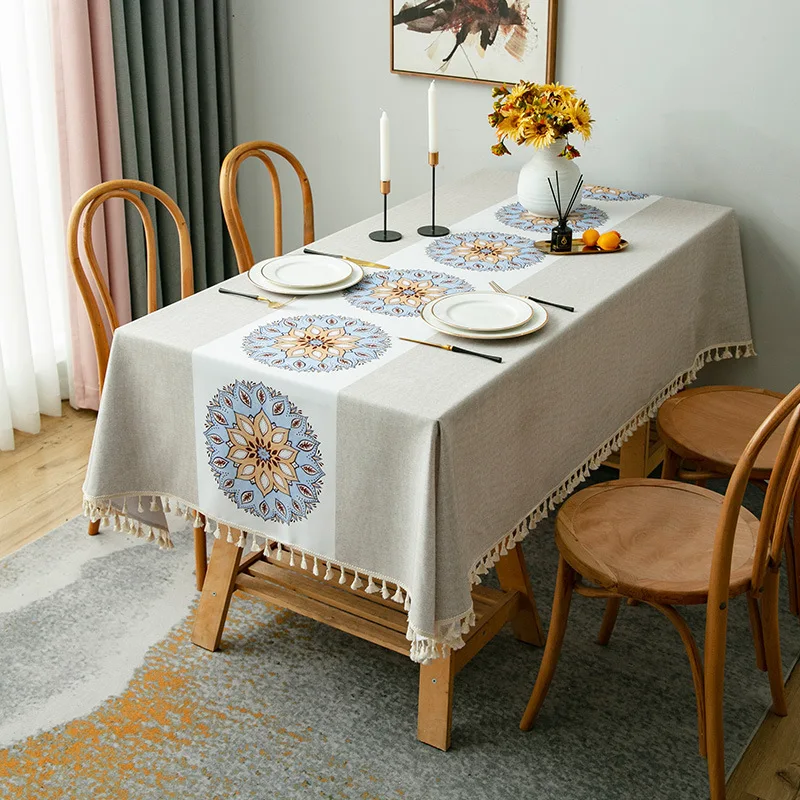 

Waterproof and Oil Resistant Nordic Tablecloth, Ethnic Style Dining Table Cloth, Art Tea Table Cloth, New, Dec, FG563