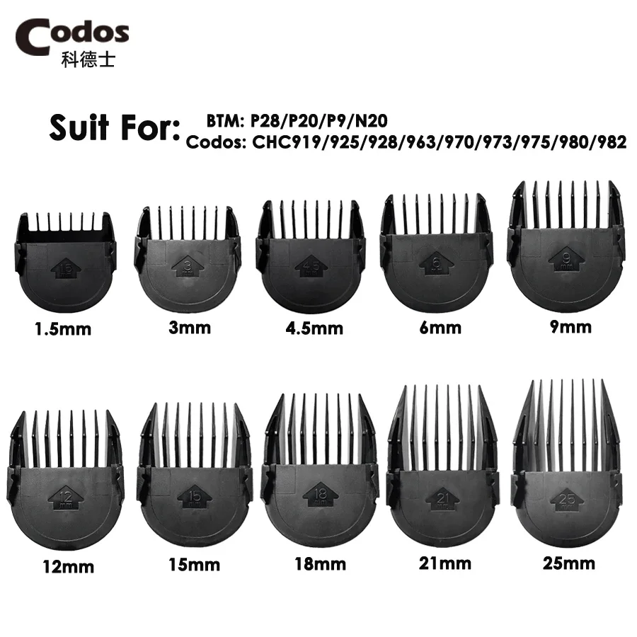 Hair Clipper Hair Trimmer Hair Cutting Combs Original Codos Hair Clipper Nozzles 1.5/3/4.5/6/9/12/15/18/21/25mm Hair Trimmer Shaving Combs for Clipper 970 973 980 925
