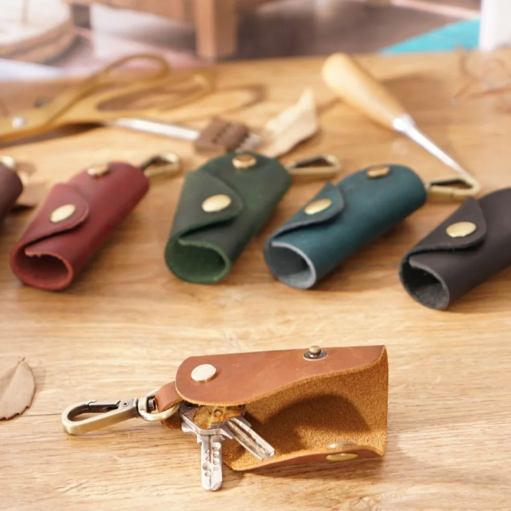 Luxury Genuine Leather Mini Key Bag - Handmade Multifunctional Pocket Keychain Case