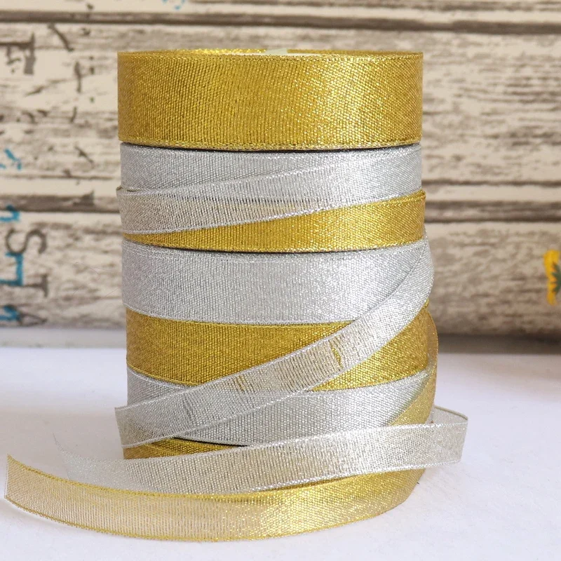 25Yards/roll DIY Material Silver Gold Glitter Silk Satin Party Home Wedding Decoration Gift Wrapping Christmas Halloween