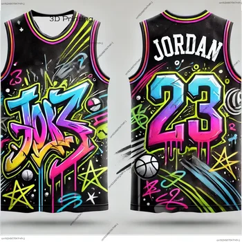2025 New Arrivals Jordan No. 23 Street Graffiti Hip-Hop Style Basketball Jersey Man Basketball Vest Fan Special Jersey Kit 1