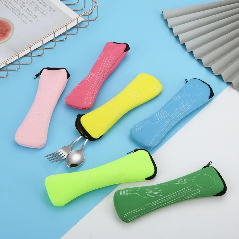 

Tableware Bag Not Easy To Deform Portable Wear-resistant Fabric Tableware Spoon Fork Storage Pouch For Office Bolsa De Vajilla