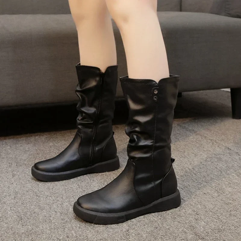 Women Thigh High Boots Women Modern Boots Zippers Outdoor Female Casual Platform Shoes Ladies Leather Long Botines Mujer