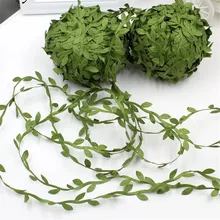 

10yards Silk Leaf-Shaped Handmake Artificial Green Leaves for Wedding Decoration DIY Wreath Gift Scrapbooking Craft Fake Flower