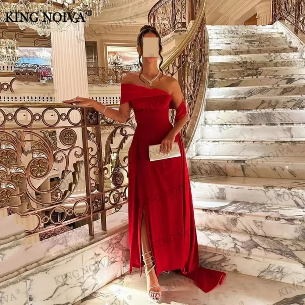 

KING Elegant One Shoulder Mermaid Satin Evening Dresses 2024 Backless Pleat Split Floor Length Simple Prom Dress robe de soiréé