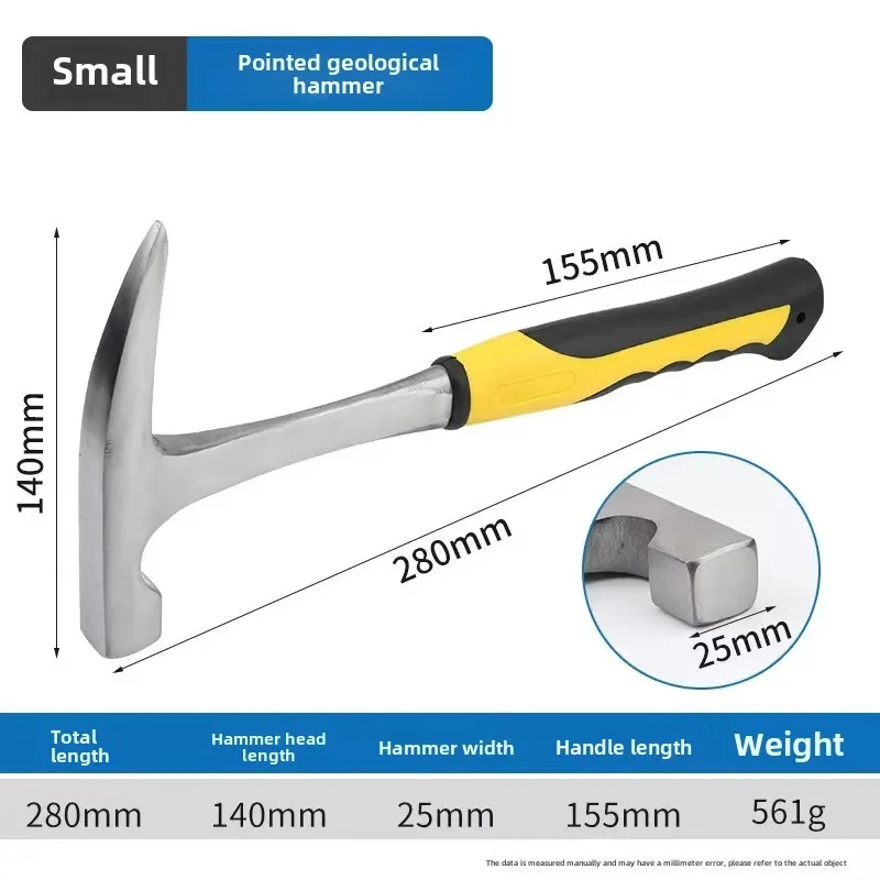 Geological Hammer High Carbon Steel Rock Pick Hammer with Arc for Survey Mine Exploration Geological Prospecting geological hammer