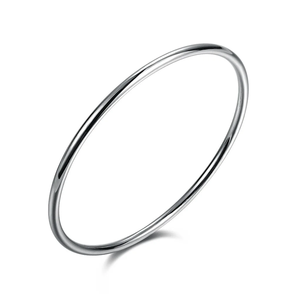 925 Sterling Silver Women's Bangle Simple Single Loop Design Diameter 6.5 Cm Silver Wedding Jewelry 2