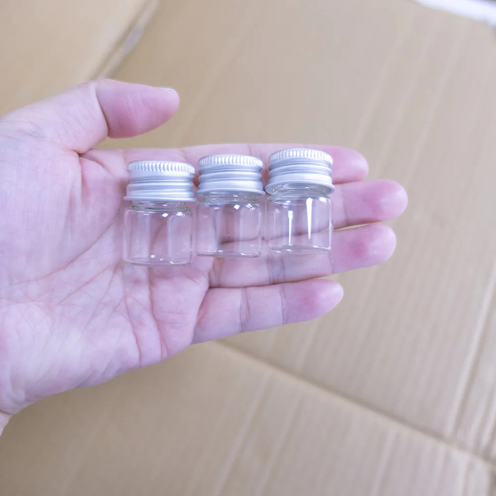 5ml 8ml 10ml 12ml 20ml 25ml 30ml Tiny Transparent Glass Bottles with Silver Aluminium Screw Cap Cute Jar Vials DIY Craft 100pcs 3
