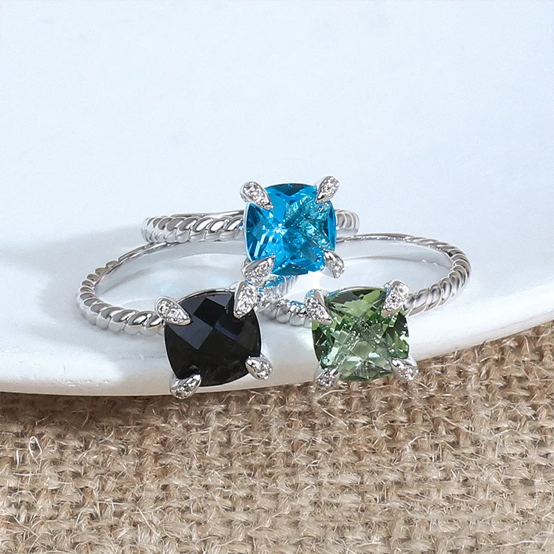 

Simple square geometric button thread rings popular in Europe and America