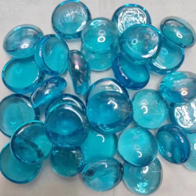 thumbnail image 1 of 80 g/2,82 oz 15-25 mm Perlas de vidrio translúcidas Mosaicos redondos planos para manualidades de bricolaje Material de color cremoso irisado transparente, 1 of 5