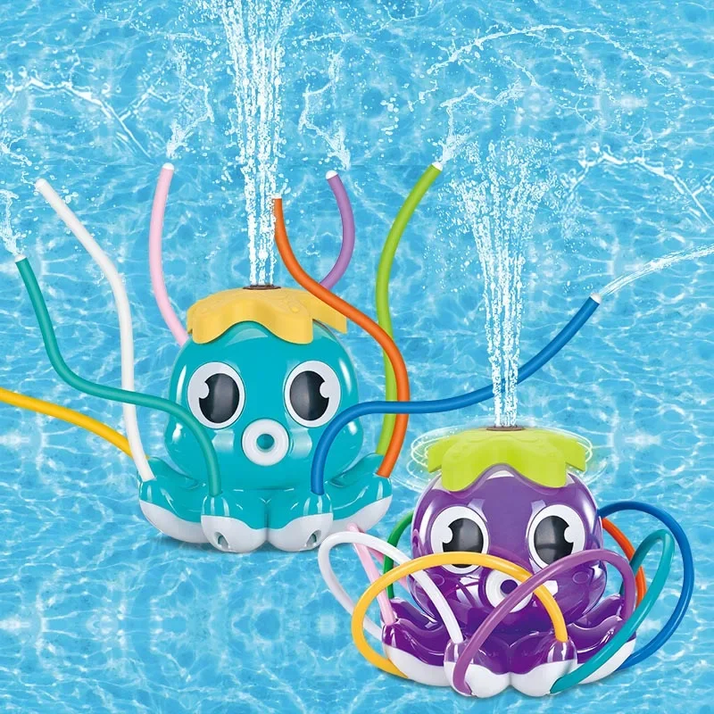 Kids Outdoor Octopus Water Sprinkler Toys Backyard Garden Water Toys Lawn Summer Yard Cartoon Splash Sprinkler Baby Bath Toy 4