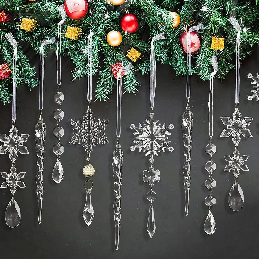 10pcs15cmChristmasDecorationSimulationIceXmasTreeHangingArtificialClearFakeIcicle