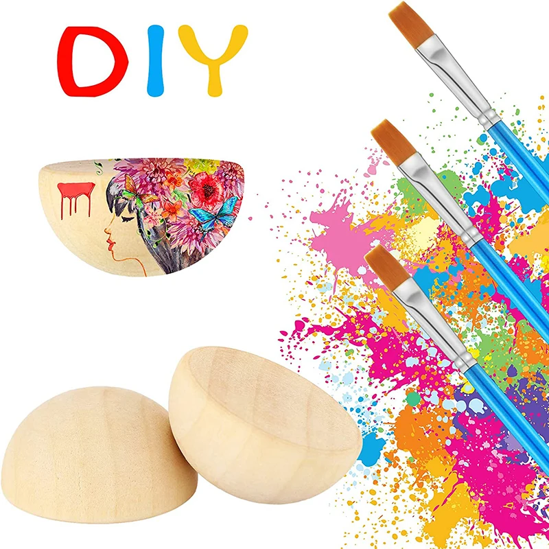 Description Picture 3 of item1-50pcs Half Wooden Beads Natural Wood Balls Split Round Wood Balls For DIY Kids Arts Make Gnome Noses Crafts Christmas Decorate