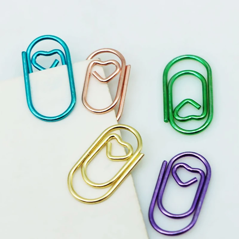 

50 PCSColorful Mini Paper Clips Creative Metal Love Paper Clips Student Cute Bookmarks Accessories