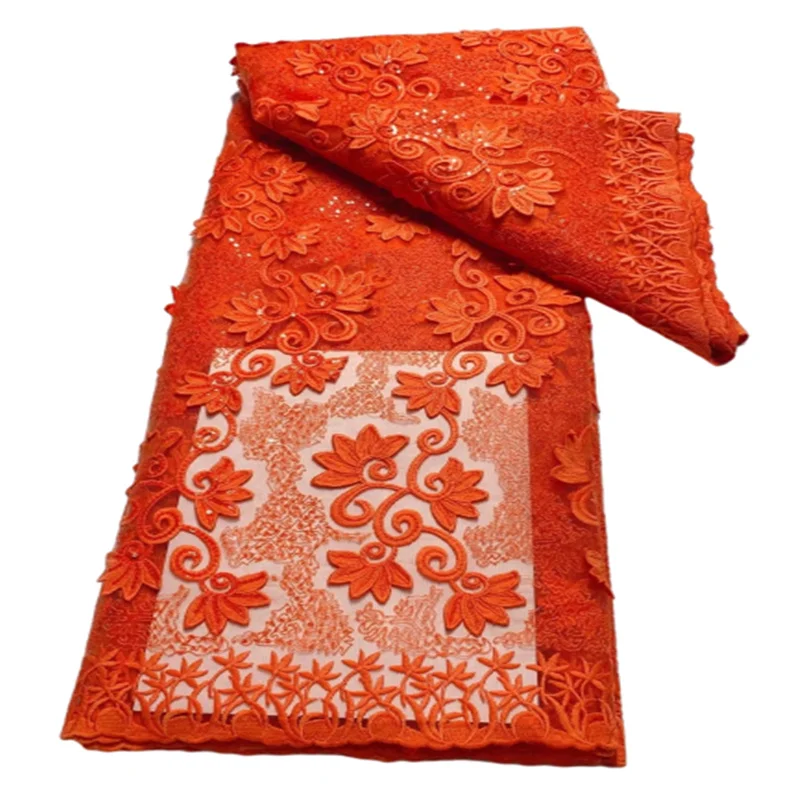 

Желтая Роскошная африканская Кружевная Ткань 5 ярдов, Высококачественная французская Тюлевая сетчатая ткань, нигерийские женские свадебные ткани