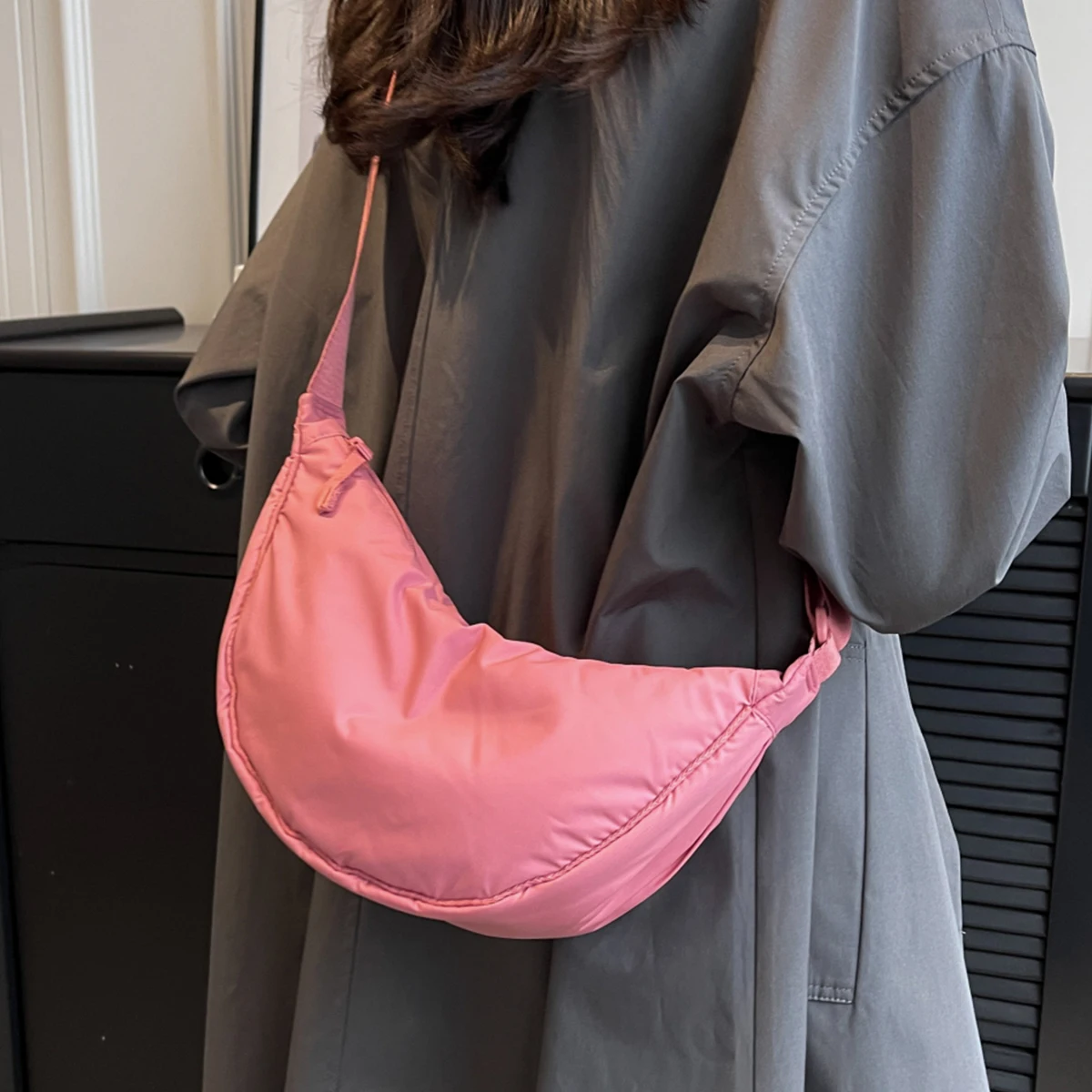 New Simple Waterproof Crossbody Bag for Women, Portable Armpit Bag, Large Capacity Casual Shoulder Bag, Men's Light Travel Canvas Bag, Shopping and Hiking