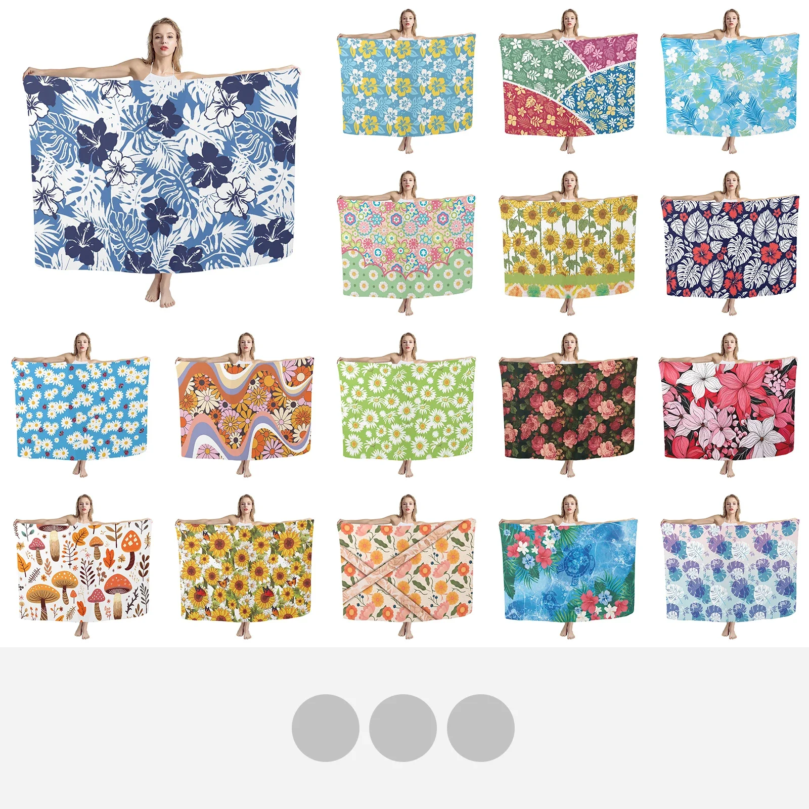 

Lightweight Comfortable Lady Beach Scarf Flower Plants Pattern Design Quick-Drying Chiffon Fabric Fit Give Friend's Holiday Gift