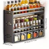 Wall mounted kitchen spice rack storage set without drilling, with sealed containers and distributors, suitable for home use 6