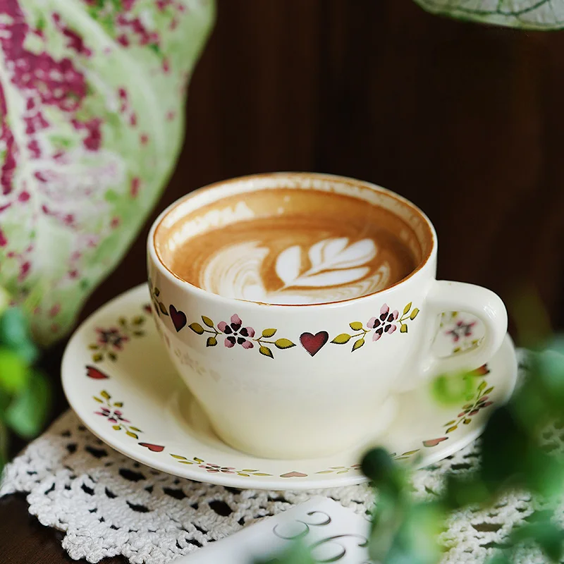 

Ceramic Exquisite Coffee Cup Saucer Floral Garden Style Afternoon Tea Tableware Set Dessert Plate Dinner Plate Coffee Cup Set