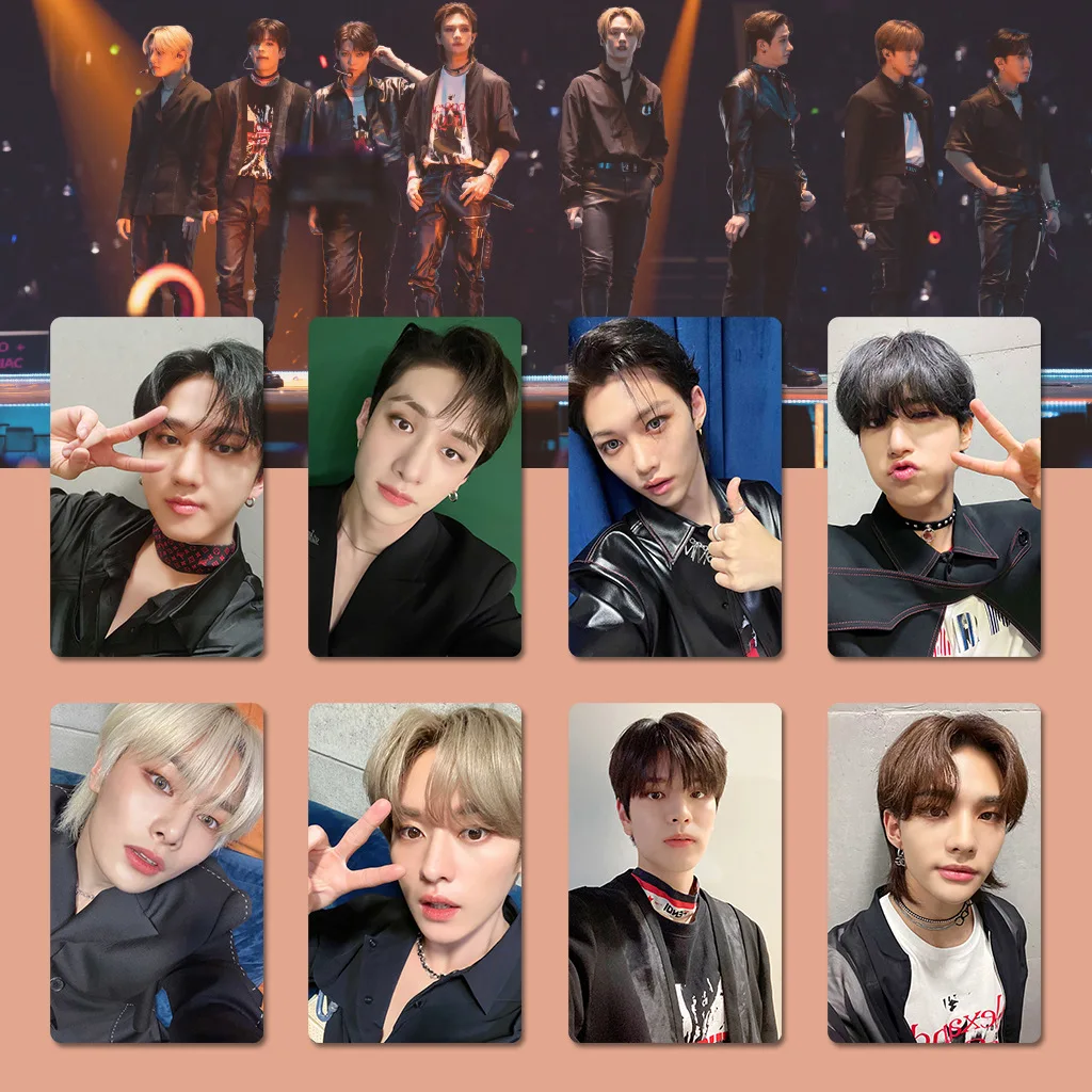 

8pcs KPOP StrayKids KCON 2022 LA Selfie Photocards Double-Sided LOMO Cards HyunJin Felix SeungMin Fans Collections