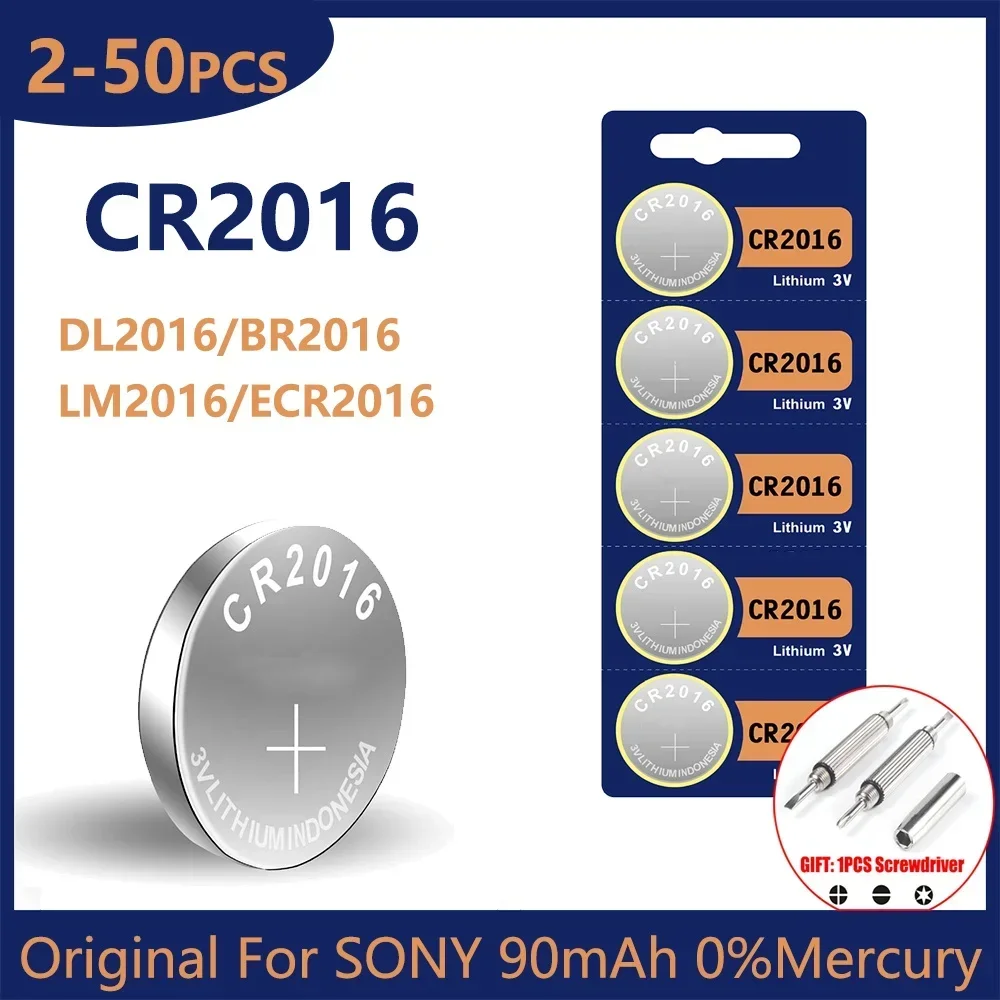 Оригинальный кнопочный Аккумулятор для Sony CR2016, модель LM2016 BR2016 DL2016, литиевый аккумулятор для часов, электронных игрушек, калькуляторов