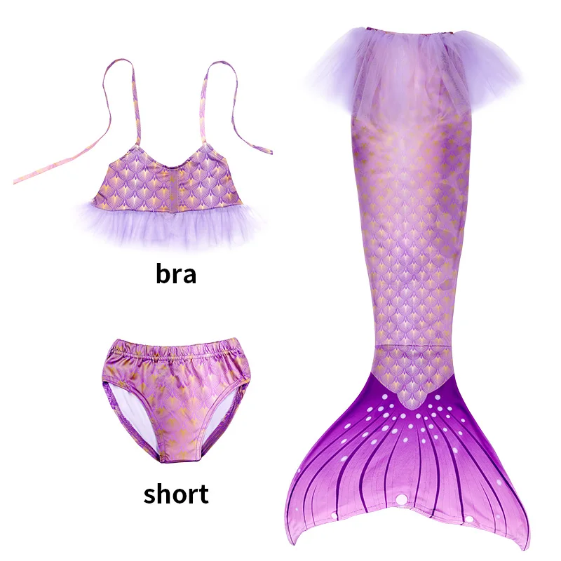 

Kids Mermaid Tail for Girls Swimsuit Children The Little Mermaid Costume Cosplay Hat/Goggles Beach Pool Clothes Bathing Suit
