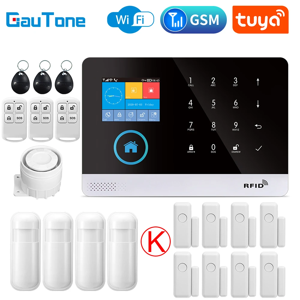 anti theft lock GauTone PG103 Alarm System for Home Burglar Security 433MHz WiFi GSM Alarm Wireless Tuya Smart House App Control wireless security keypad Alarms & Sensors