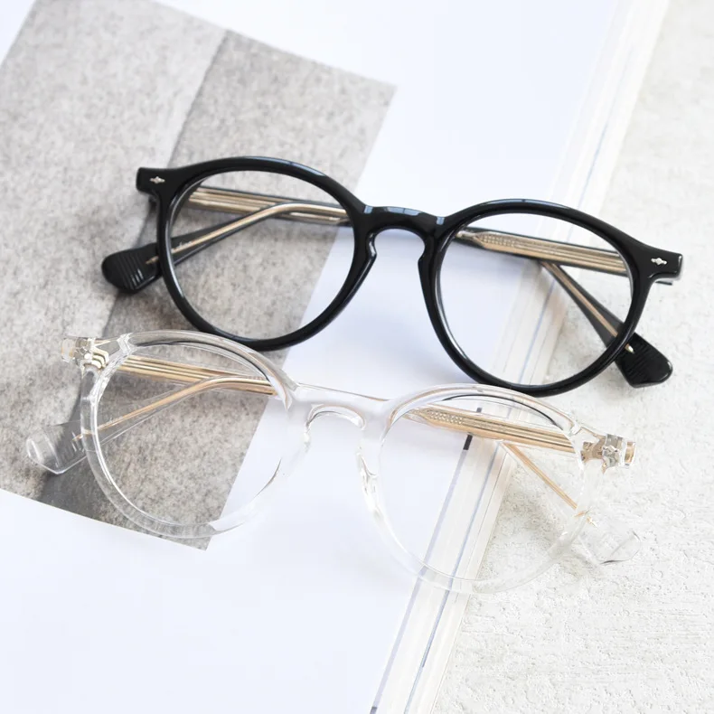 57022 Retro Myopie Brillengestell Dame Mode Niet Optische Transparente Gläser Männer Universal Rezept Brillengestelle – Detail 7