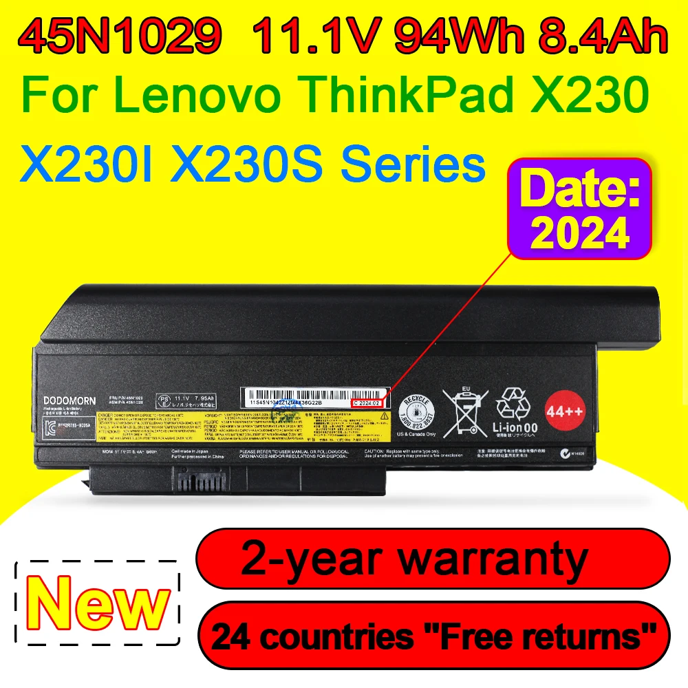 

Аккумулятор для ноутбука Lenovo ThinkPad X230 X230S X230I Series 45N1028 45N1025 45N1024 45N1021 45N1020 44 ++, 11,1 В, 8400 мАч
