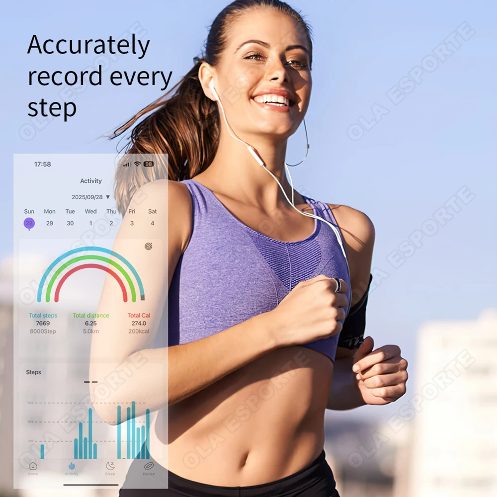 New Smart Ring 2025 Men Women LED Display Screen Health Rings Heart Rate Sleep Monitor Waterproof Multiple Sport Modes Smartring