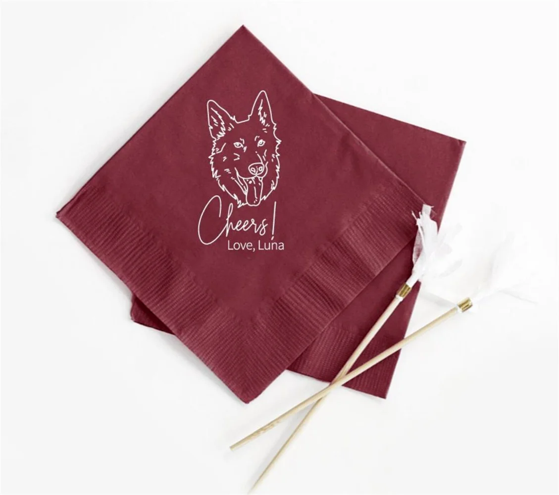 

50PCS Pet Wedding Paper Napkins, Personalized Pet Wedding Napkins, Custom Pet Wedding Paper Napkins, 2ply Pet Paper Napkins,