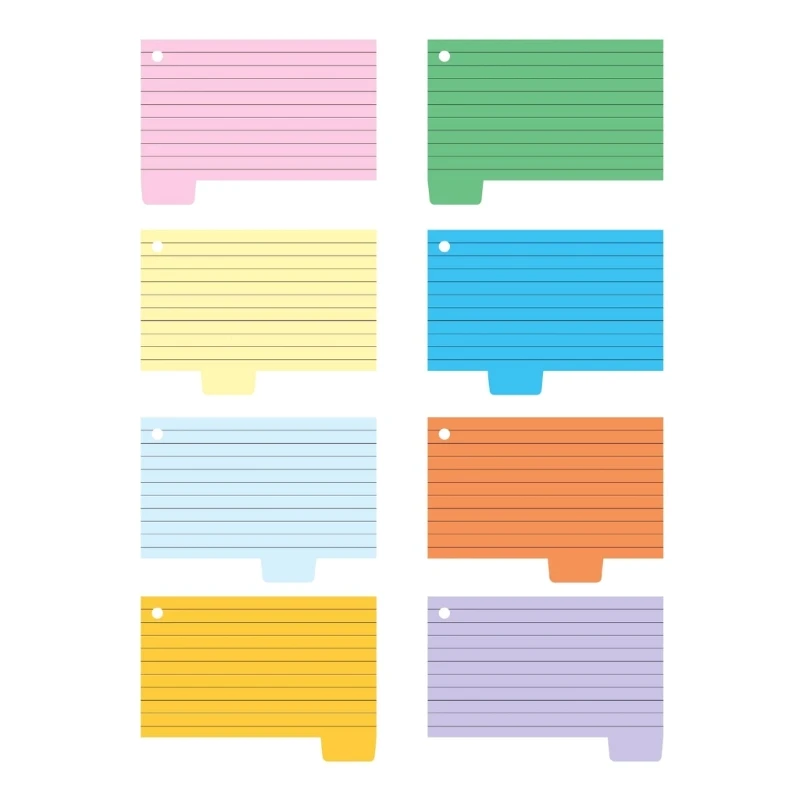 

100 Sheets Tabbed Index Cards 4 Colors Lined Index Cards Revision Cards Note Taking Flashcards for To-do-list Cards