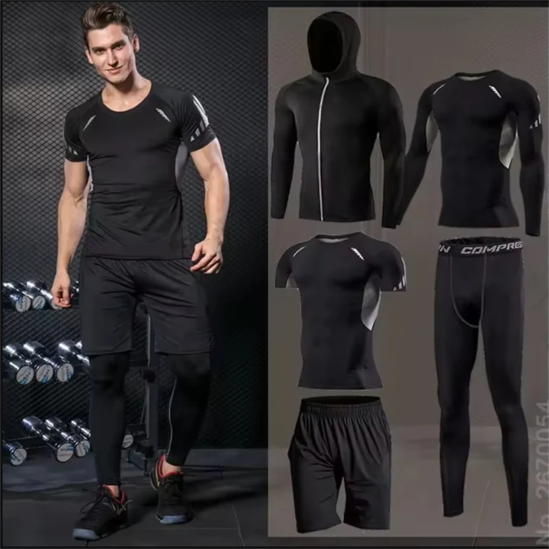 Men Sportswear Compression Sport Suits Quick Dry Running Sets Clothes Sports Joggers Training Gym Fitness Tracksuits Running Set sports suit