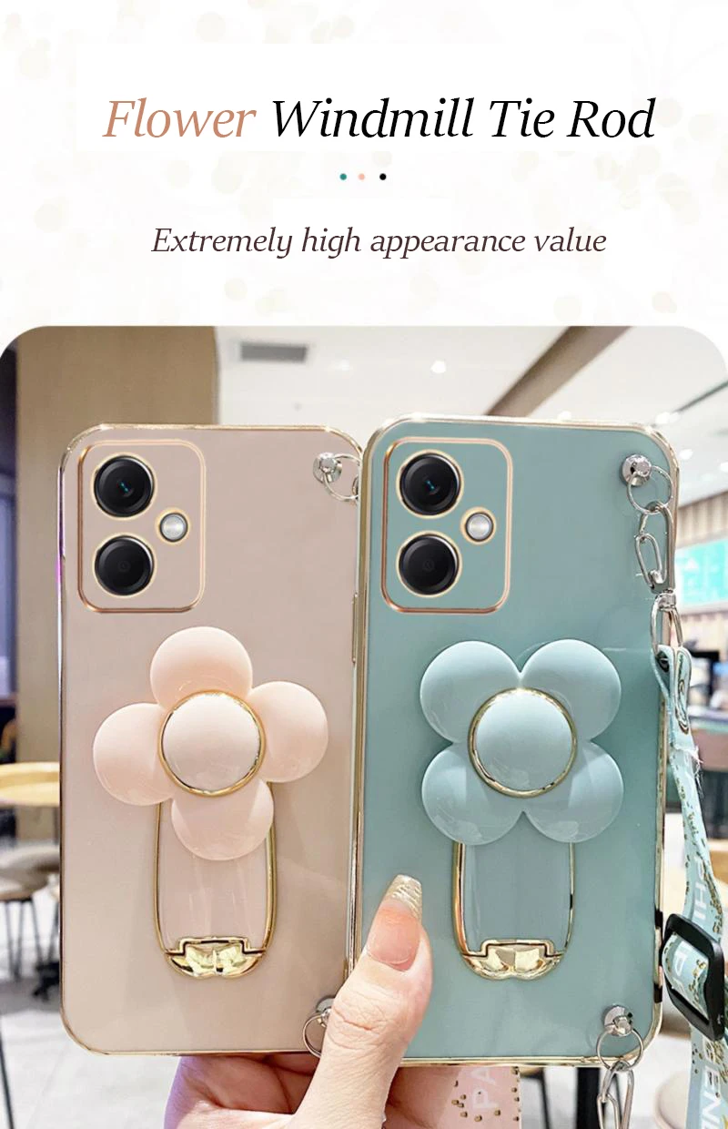 Coque avec support de moulin à vent rotatif, étui avec lanière pour iPhone 14 11 Pro 13 12 Mini 8 7 6 6S Plus 10 X Xr Xs Max SE 2020_voghion.com