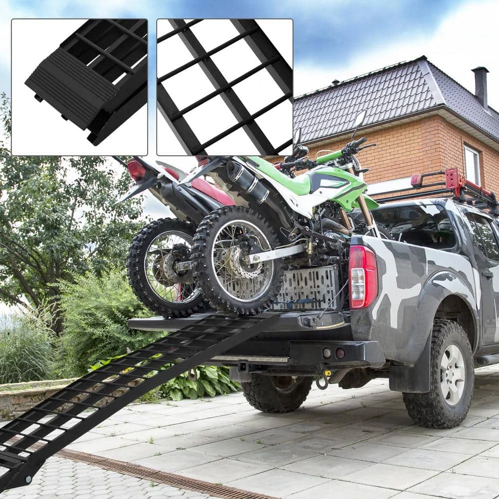 US 10 ft. 600 lbs. Capacity Aluminum Folding Loading Ramp for Motorcycle, ATV, Tractor, Truck, Trailer, Car (1-Pack)