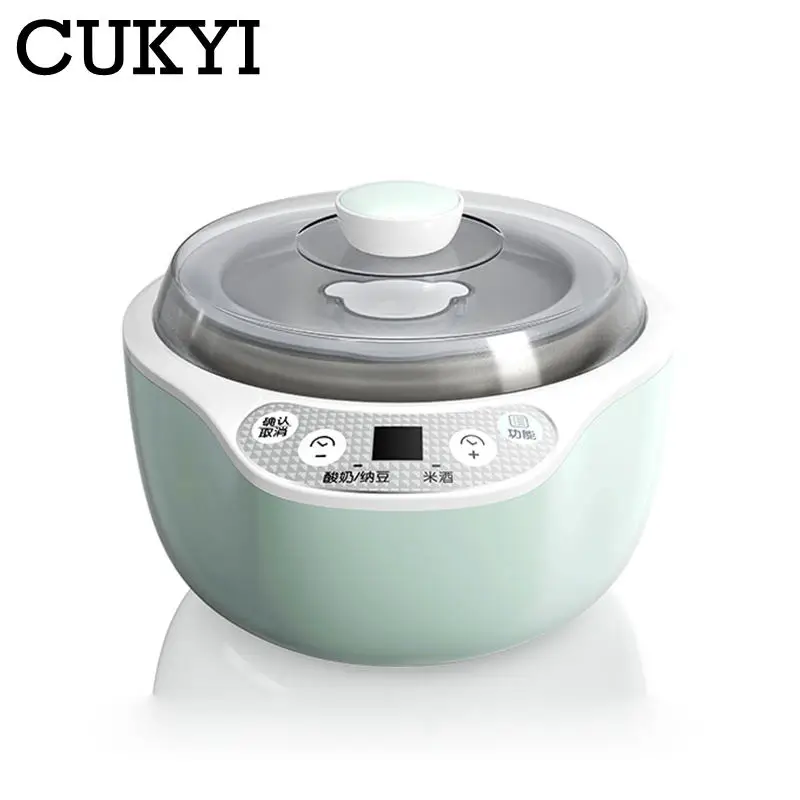 CUKYI 1L Electric Intelligent multifunction Yogurt Natto Maker Stainless steel ceramic liner Automatic Rice wine making machine