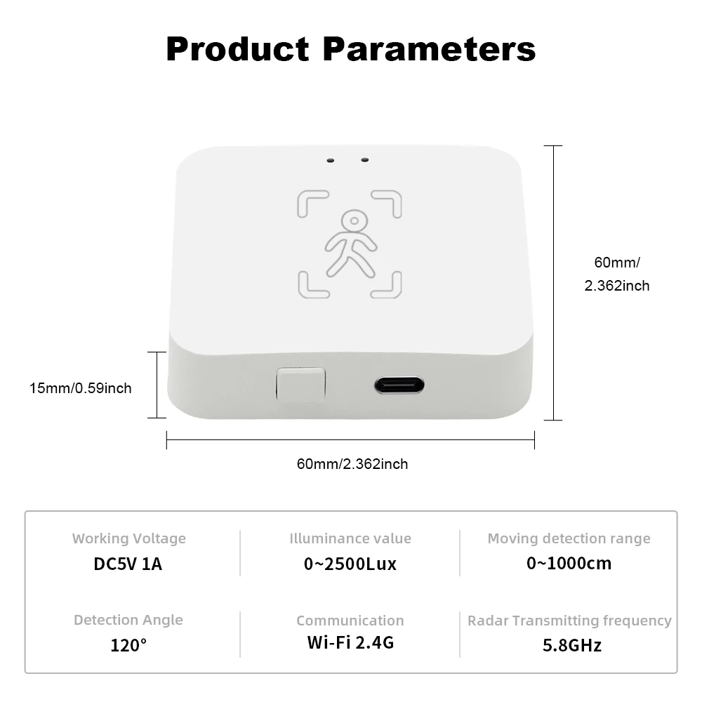Human Presence Sensor Tuya WiFi or Zigbee MmWave Radar Detector With Luminance Sensor For Smart Home replace PIR