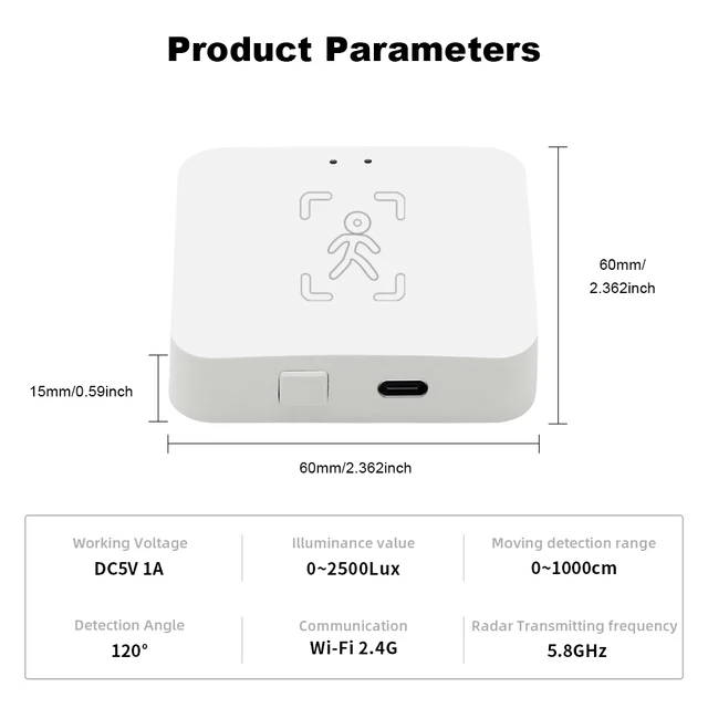 Tuya WiFi/Zigbee Human Presence Sensor MmWave Radar Detector With Luminance Sensor For Smart Home replace PIR Sensor 6